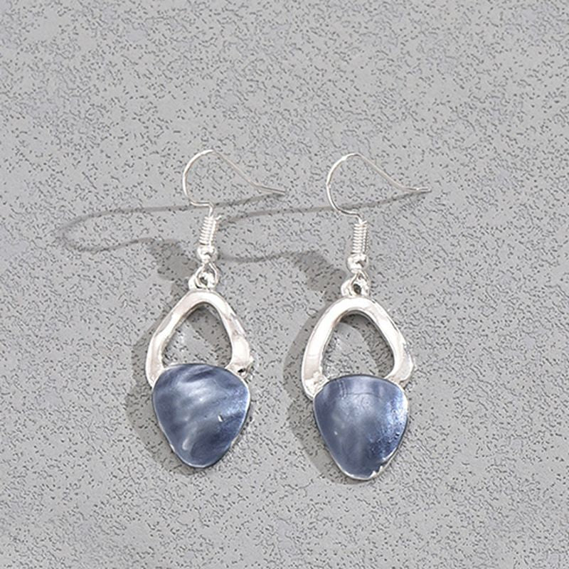 Blue Elegant Oil Drip Necklace and Earrings Set for Women, Irregular Design Alloy Jewelry Set, Fashion Statement Pendant Necklace with Drop Earrings, Blue Green Enamel Jewelry Gift Set with Jewelry Box Included
