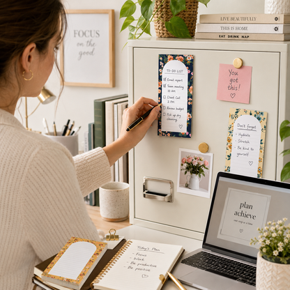 8 Pack Floral Magnetic Notepads for Fridge, Cute Shopping List Planner Memo Pads with 25 Sheets Each, Tear Off Weekly To Do List Notes for Home Kitchen Office School Organisation and Daily Reminders