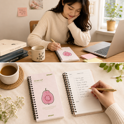 Fruit Series To Do List Notebook (Guava) â€“ Spiral Bound Journal with Cute Fruit Cover, 80 Sheets, Portable Planner for Daily Notes, Study, Office and Personal Organisation