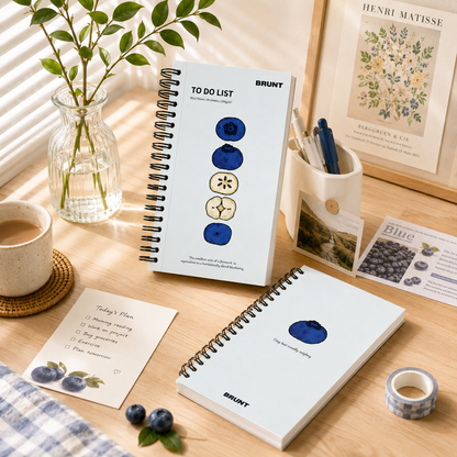Fruit Series To Do List Notebook (Blueberry) â€“ Spiral Bound Journal with Cute Fruit Cover, 80 Sheets, Portable Planner for Daily Notes, Study, Office and Personal Organisation