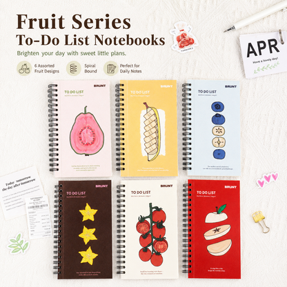 Fruit Series To Do List Notebook (Blueberry) â€“ Spiral Bound Journal with Cute Fruit Cover, 80 Sheets, Portable Planner for Daily Notes, Study, Office and Personal Organisation