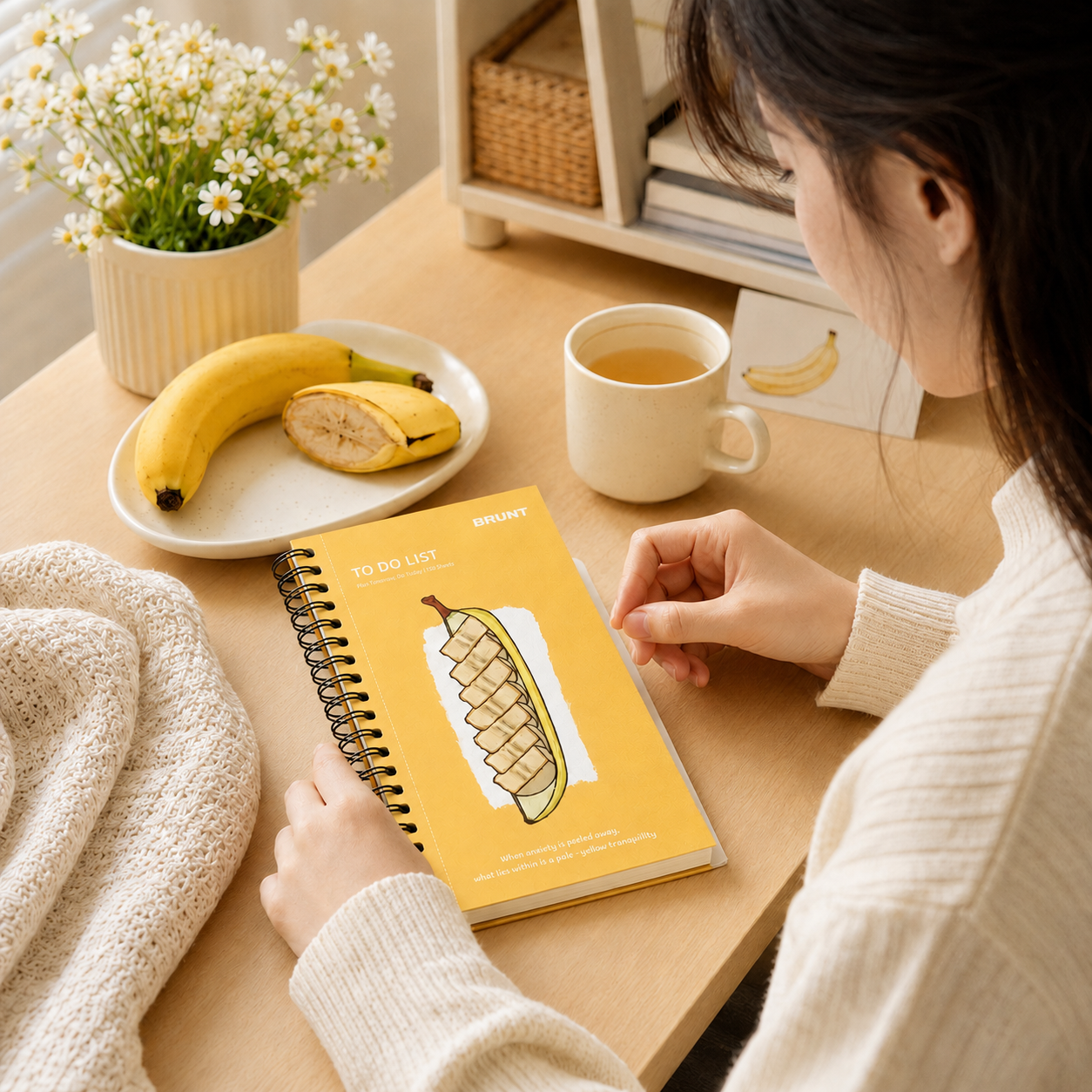 Fruit Series To Do List Notebook (Banana) â€“ Spiral Bound Journal with Cute Fruit Cover, 80 Sheets, Portable Planner for Daily Notes, Study, Office and Personal Organisation