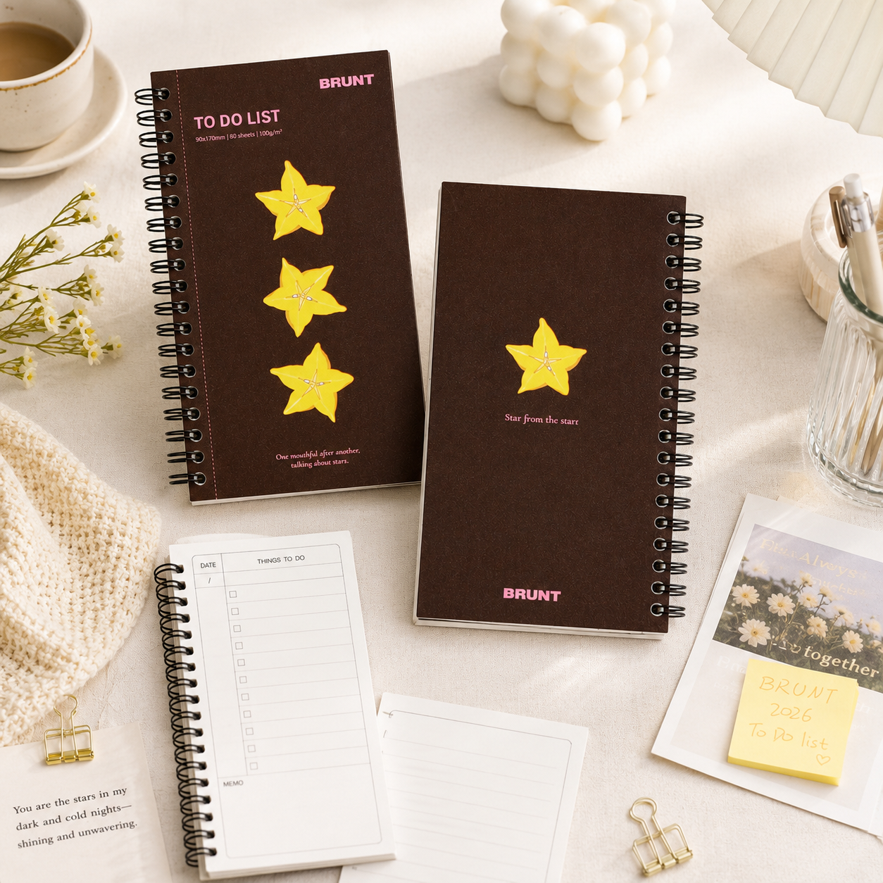 Fruit Series To Do List Notebook (Starfruit) â€“ Spiral Bound Journal with Cute Fruit Cover, 80 Sheets, Portable Planner for Daily Notes, Study, Office and Personal Organisation