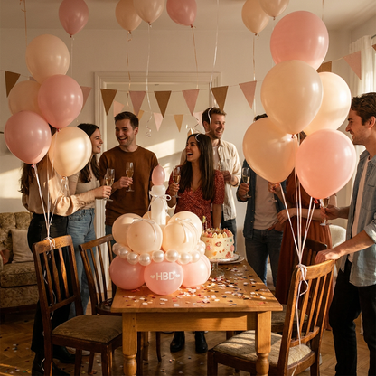 Birthday Cake Balloon Garland Kit (Pink Material kit)â€“ DIY Party Decoration Set with HBD Balloons, Ribbon and Glue Dots, Creative Table Centrepiece for Birthday Celebrations, Photo Props and Event Decor