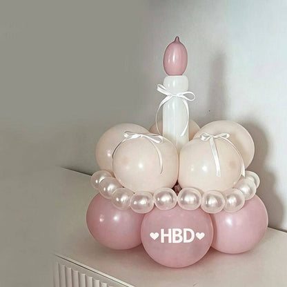 Birthday Cake Balloon Garland Kit (Pink Material kit)â€“ DIY Party Decoration Set with HBD Balloons, Ribbon and Glue Dots, Creative Table Centrepiece for Birthday Celebrations, Photo Props and Event Decor