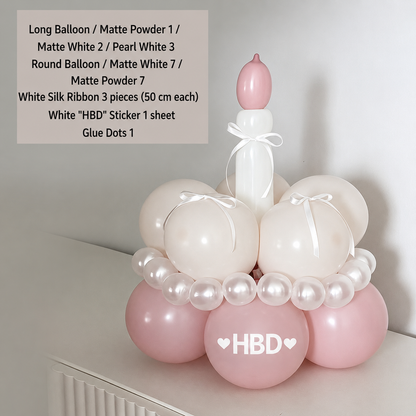 Birthday Cake Balloon Garland Kit (Pink Material kit)â€“ DIY Party Decoration Set with HBD Balloons, Ribbon and Glue Dots, Creative Table Centrepiece for Birthday Celebrations, Photo Props and Event Decor