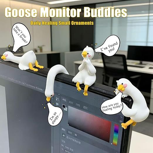Goose Car Dashboard Decoration Set â€“ 4PCS Cute Resin Goose Figurines for Car Interior, Monitor, Desk and Home Decor, Adorable Animal Ornament Gift for Car Lovers and Everyday Display