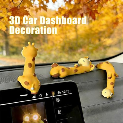 Mini Resin Desk Giraffe Decor, 4 Pcs, Cute Giraffe Figurines Set | Funny Decorations Accessories for Office Desk, Car Dashboard, Monitor. Double-sided Tape. Relieve Work Stress, Fun Gift Idea