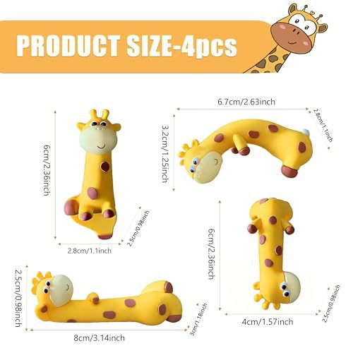 Mini Resin Desk Giraffe Decor, 4 Pcs, Cute Giraffe Figurines Set | Funny Decorations Accessories for Office Desk, Car Dashboard, Monitor. Double-sided Tape. Relieve Work Stress, Fun Gift Idea
