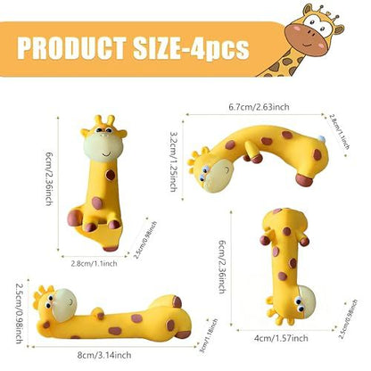 Mini Resin Desk Giraffe Decor, 4 Pcs, Cute Giraffe Figurines Set | Funny Decorations Accessories for Office Desk, Car Dashboard, Monitor. Double-sided Tape. Relieve Work Stress, Fun Gift Idea