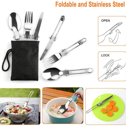 11PCS Green Camping Cookware Set â€“ Lightweight Aluminium Camping Pots, Frying Pan, Kettle & Stainless Steel Cutlery, Portable Non-Stick Outdoor Cooking Set for 2-3 Person Camping, Hiking, Backpacking & Picnic