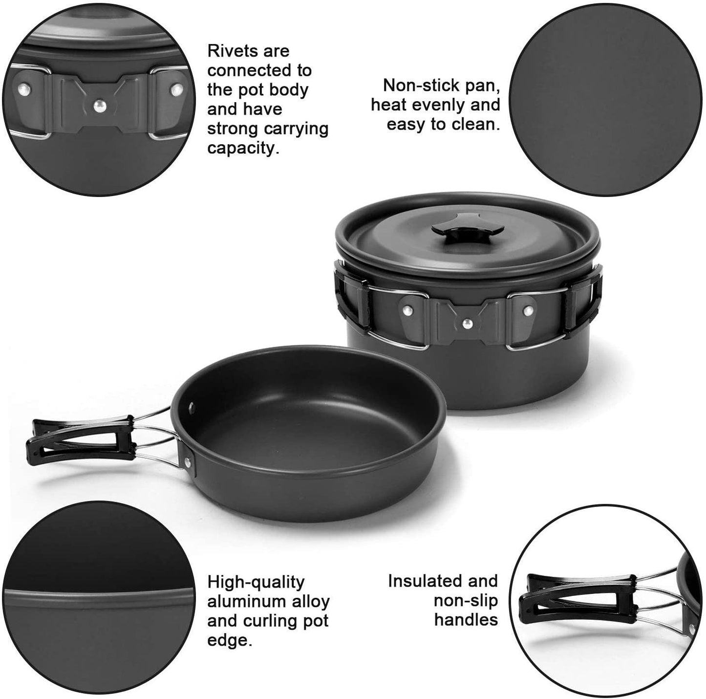11PCS Green Camping Cookware Set â€“ Lightweight Aluminium Camping Pots, Frying Pan, Kettle & Stainless Steel Cutlery, Portable Non-Stick Outdoor Cooking Set for 2-3 Person Camping, Hiking, Backpacking & Picnic