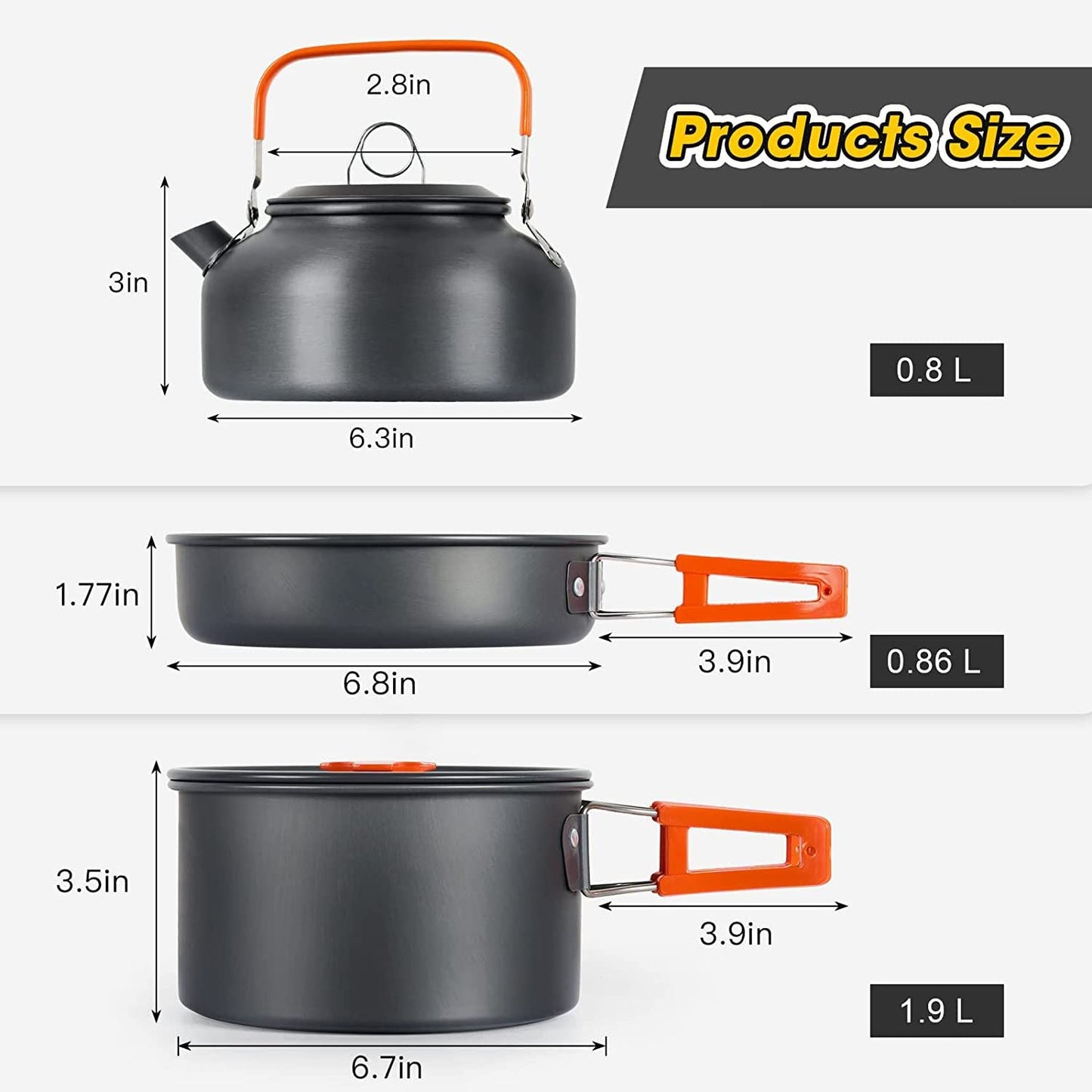 11PCS Black Camping Cookware Set â€“ Lightweight Aluminium Camping Pots, Frying Pan, Kettle & Stainless Steel Cutlery, Portable Non-Stick Outdoor Cooking Set for 2-3 Person Camping, Hiking, Backpacking & Picnic