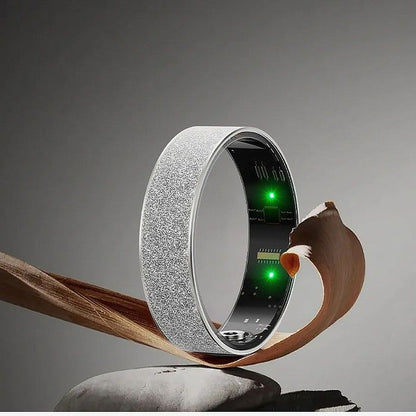 Smart Ring Size 10 (Silver) â€“ Frosted Silver Wellness Tracker with Heart Rate, Blood Oxygen, Sleep, Steps and Mood Monitoring, IP68 Waterproof USB Magnetic Charging Ring