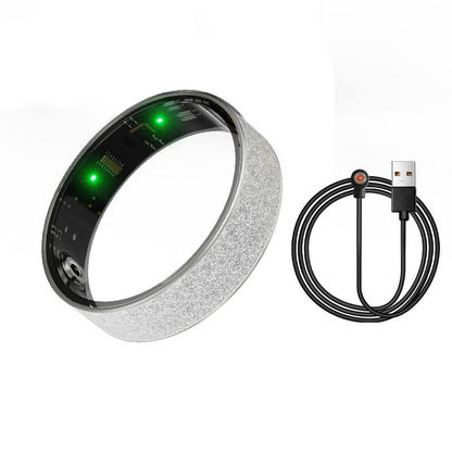 Smart Ring Size 11 (Silver) â€“ Frosted Silver Wellness Tracker with Heart Rate, Blood Oxygen, Sleep, Steps and Mood Monitoring, IP68 Waterproof USB Magnetic Charging Ring