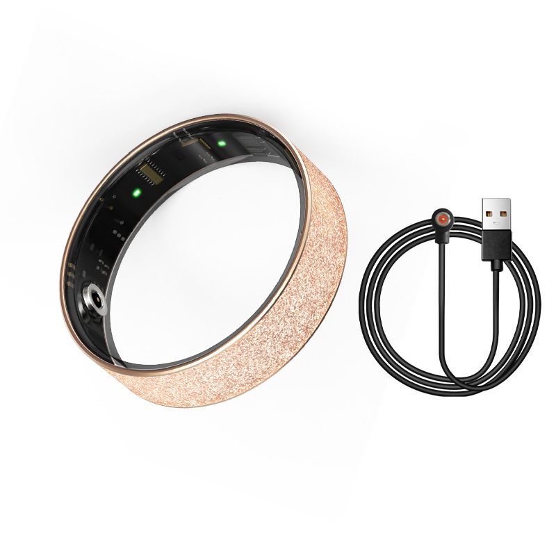 Smart Ring Size 9 (Rose Gold) â€“ Frosted Rose Gold Wellness Tracker with Heart Rate, Blood Oxygen, Sleep, Steps and Mood Monitoring, IP68 Waterproof USB Magnetic Charging Ring