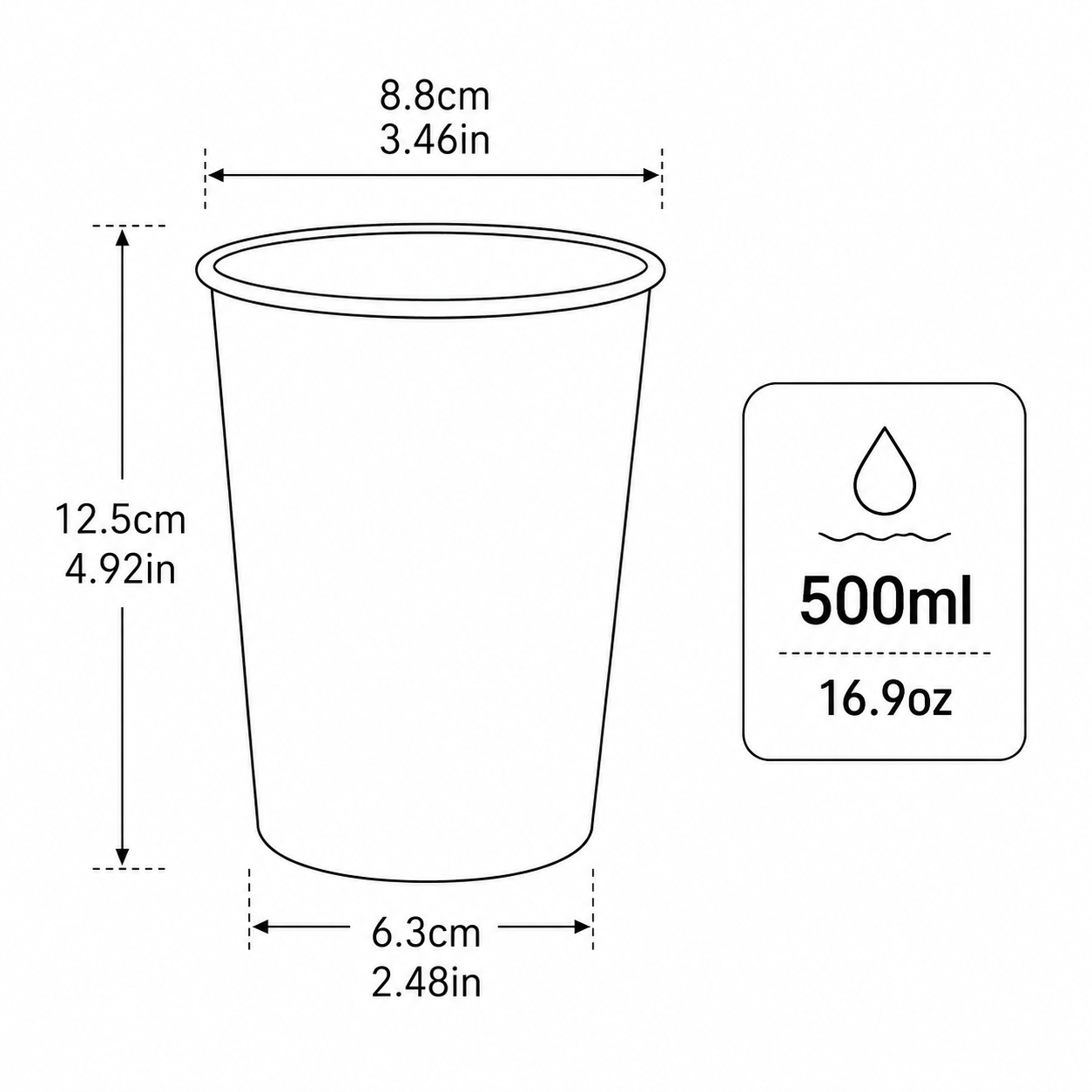 Red 304 Stainless Steel Camping Coffee Cup  with Leather Sleeve â€“ 500ml Portable Outdoor Drinking Cup, Beer Cup, Travel Mug for Camping, Hiking, Picnic and Daily Coffee