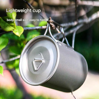 Camping Mug 350ml (11.83oz) with Lid â€“ Ultra Lightweight Titanium Coffee Cup, Foldable Handle Outdoor Water Cup for Camping, Hiking, Travel, Backpacking and Adventure