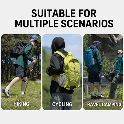 Gray Hiking Backpack with 5 Carabiners Included â€“ Lightweight Waterproof Outdoor Daypack for Men and Women, Breathable Cycling Hiking Trekking Camping Travel Backpack