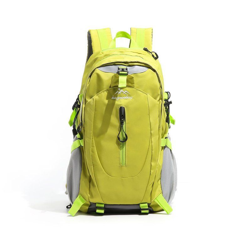 Fluorescent Green Outdoor Hiking Backpack - Lightweight Nylon Travel Daypack with Multi Pocket Storage, Water Resistant Design, Breathable Back Support for Trekking Camping Cycling Adventures