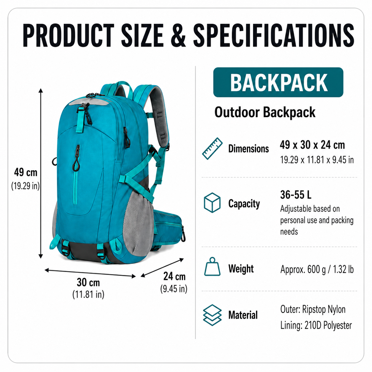 Fluorescent Green Outdoor Hiking Backpack - Lightweight Nylon Travel Daypack with Multi Pocket Storage, Water Resistant Design, Breathable Back Support for Trekking Camping Cycling Adventures