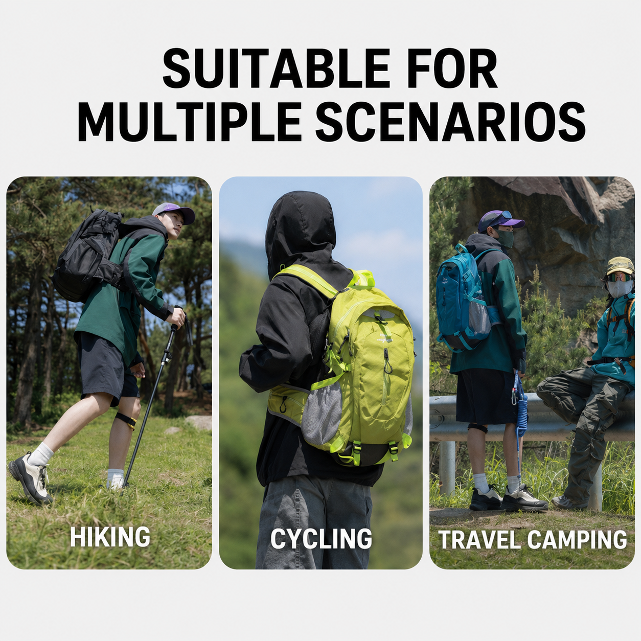 Lake Blue Outdoor Hiking Backpack - Lightweight Nylon Travel Daypack with Multi Pocket Storage, Water Resistant Design, Breathable Back Support for Trekking Camping Cycling Adventures