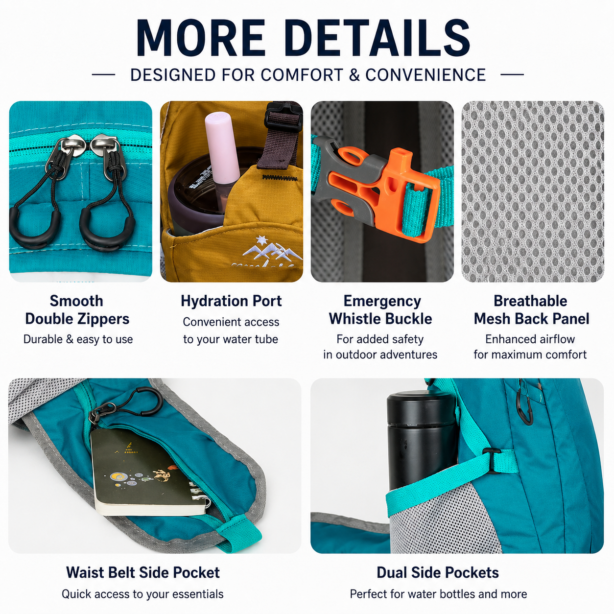 Yellow Outdoor Hiking Backpack - Lightweight Nylon Travel Daypack with Multi Pocket Storage, Water Resistant Design, Breathable Back Support for Trekking Camping Cycling Adventures
