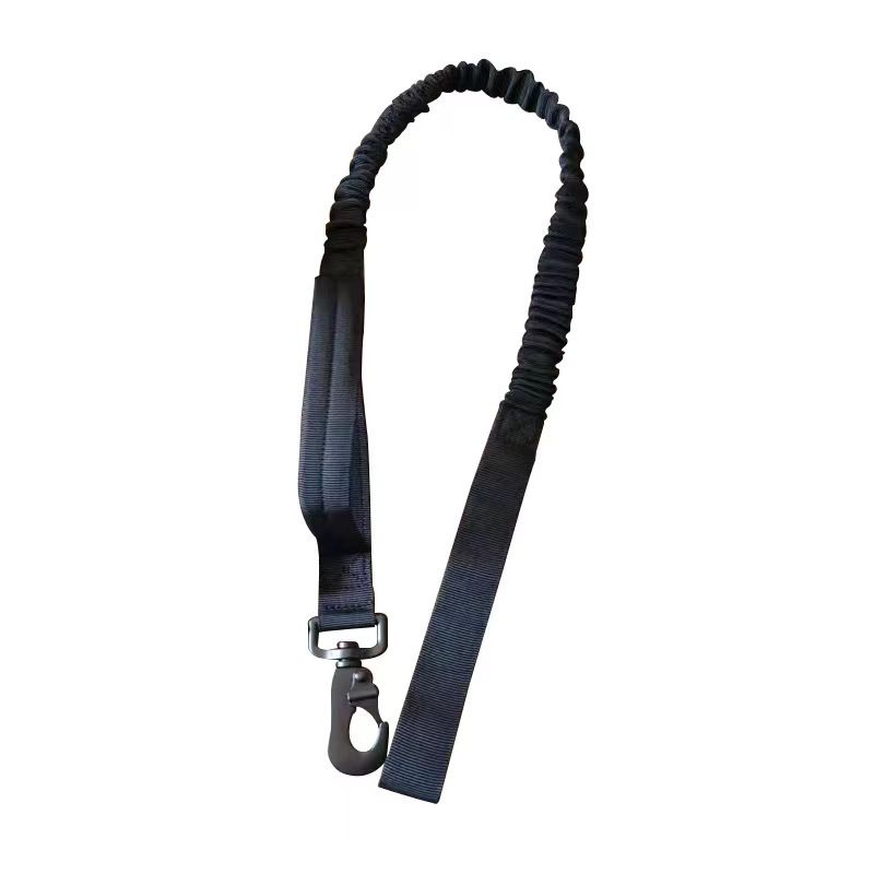 Black Tactical Dog Collar and Bungee Lead Set (L size) - Padded Quick Release Collar with Control Handle and Shock Absorbing Leash for Medium and Large Dogs