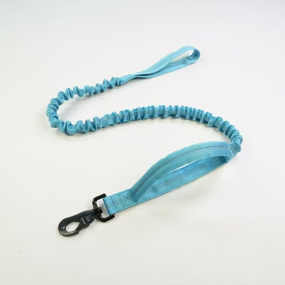 Blue Tactical Dog Collar and Bungee Lead Set (M size) - Padded Quick Release Collar with Control Handle and Shock Absorbing Leash for Medium and Large Dogs