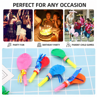 40 Piece Party Whistle and Blowout Set - 20 Whistle Balloons and 20 Party Blowers, Colourful Noise Makers for Birthdays, Celebrations and Party Bags