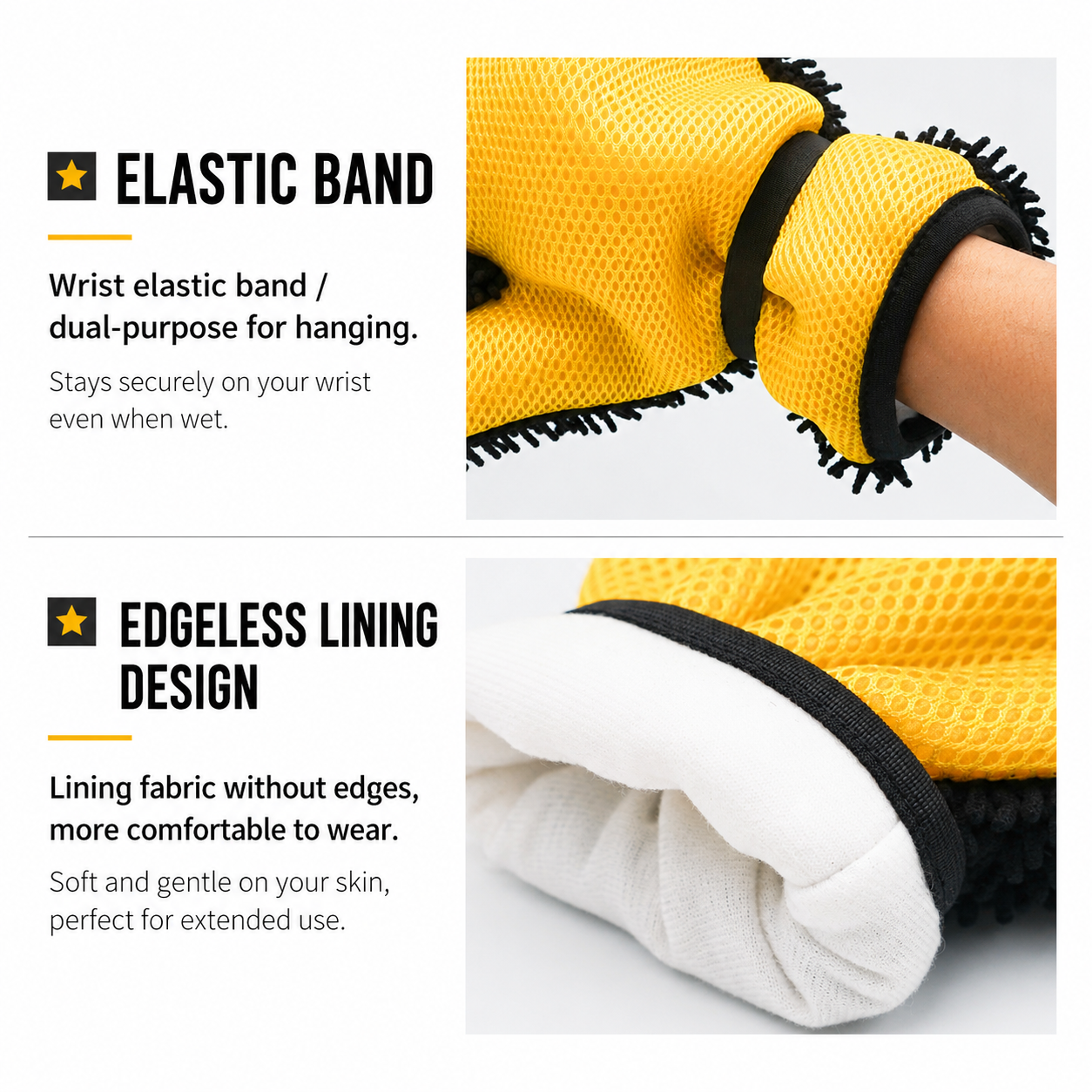 Half Bear Paw Car Wash Glove Chenille Microfiber Cleaning Mitt Soft Scratch-Free Auto Wash Mitt Flexible Split Finger Car Cleaning Glove for Car Body Wheels Windows Interior Exterior, 1 Piece
