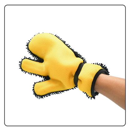 Half Bear Paw Car Wash Glove Chenille Microfiber Cleaning Mitt Soft Scratch-Free Auto Wash Mitt Flexible Split Finger Car Cleaning Glove for Car Body Wheels Windows Interior Exterior, 1 Piece