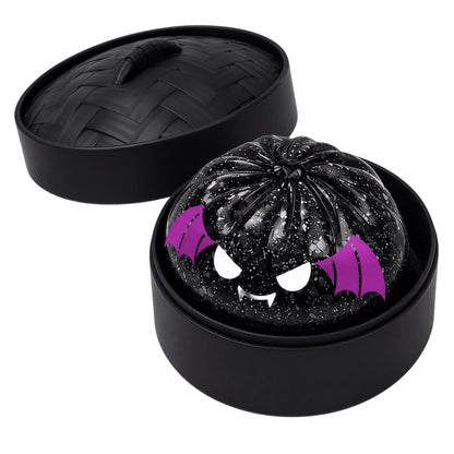 (Black Mini Bread) Halloween Slow-Rebound Soft Mini Bread Toy, 8.5cm, Stress-Relieving Squeeze Toy, Soft Food-Shaped Sensory Decompression Toy, with Storage Basket, Suitable for Teenagers and Adults, Party Gift