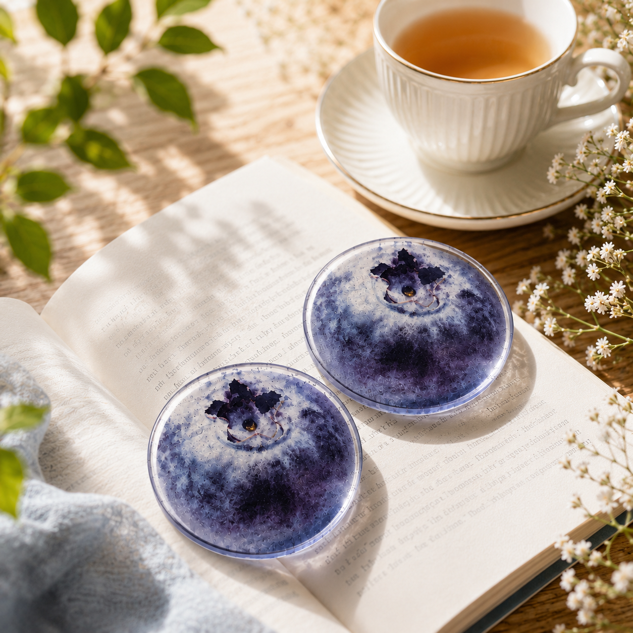 2PCS Cute Blueberries Acrylic Bookmarks Fruit Transparent Reading Bookmarks Aesthetic Page Markers for Book Lovers Students Teachers Reading Gifts