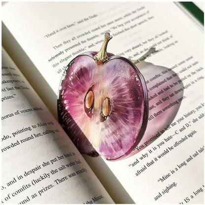 2PCS Cute Grapes Acrylic Bookmarks Fruit Transparent Reading Bookmarks Aesthetic Page Markers for Book Lovers Students Teachers Reading Gifts
