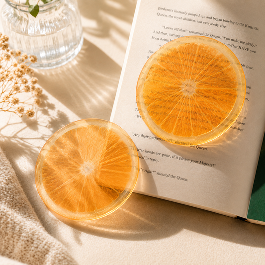 2PCS Cute Oranges Acrylic Bookmarks Fruit Transparent Reading Bookmarks Aesthetic Page Markers for Book Lovers Students Teachers Reading Gifts