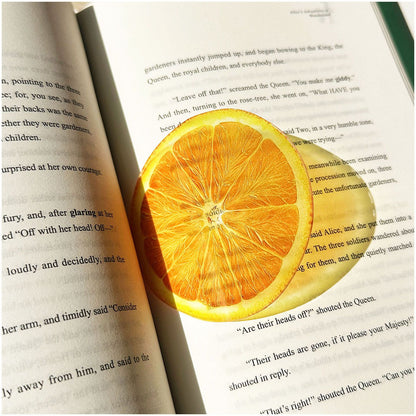 2PCS Cute Oranges Acrylic Bookmarks Fruit Transparent Reading Bookmarks Aesthetic Page Markers for Book Lovers Students Teachers Reading Gifts