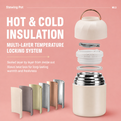 Red 850ml Thermal Food Jar with Spoon Portable Insulated Lunch Container Vacuum Soup Cup Leakproof Food Flask for Office Travel Camping Stew Rice Porridge Meal Prep