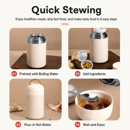 Red 850ml Thermal Food Jar with Spoon Portable Insulated Lunch Container Vacuum Soup Cup Leakproof Food Flask for Office Travel Camping Stew Rice Porridge Meal Prep