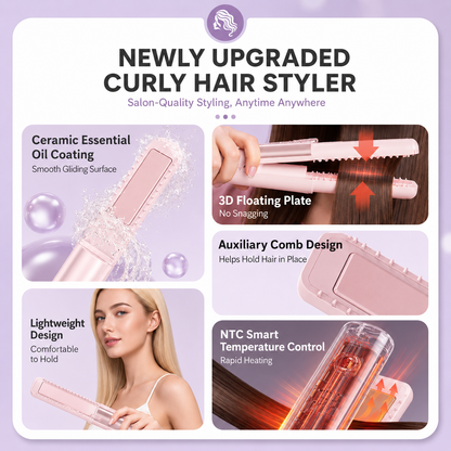Brown Portable Cordless Hair Straightener Brush Rechargeable Mini Hair Styling Comb, USB-C Fast Charging, 4 Temperature Settings 140-220Â°C, Anti-Scald Design, Travel Hair Straightener for Home & On-the-Go Styling