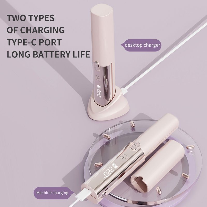 Brown Portable Cordless Hair Straightener Brush Rechargeable Mini Hair Styling Comb, USB-C Fast Charging, 4 Temperature Settings 140-220Â°C, Anti-Scald Design, Travel Hair Straightener for Home & On-the-Go Styling
