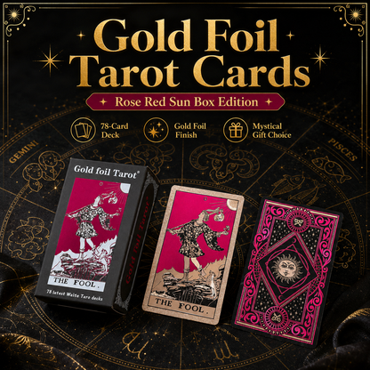 Rose Red Sun Paper Box Tarot Cards Waterproof PVC Plastic 78 Card Tarot Deck, Classic Divination Oracle Cards, Durable Shuffle Friendly Mystic Reading Cards Gift for Beginners and Collectors