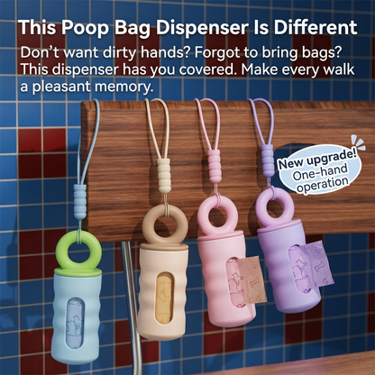 Blue Pet Poop Bag Dispenser with 4 Waste Bag Rolls Portable Dog Waste Bag Holder Clip-On Leash Dispenser Twist Lock Refillable Pet Waste Bag Carrier for Dog Walking Travel Outdoor Accessories