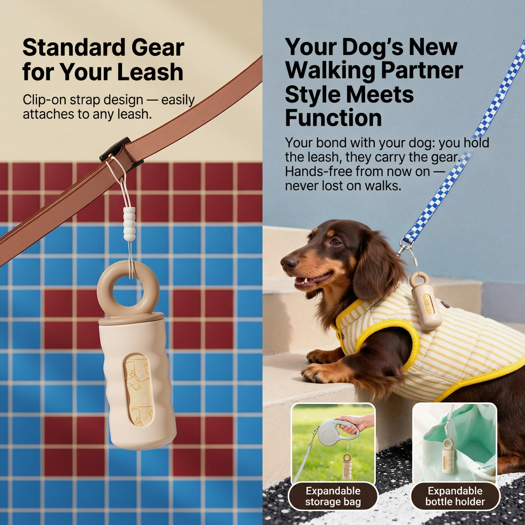 Blue Pet Poop Bag Dispenser with 4 Waste Bag Rolls Portable Dog Waste Bag Holder Clip-On Leash Dispenser Twist Lock Refillable Pet Waste Bag Carrier for Dog Walking Travel Outdoor Accessories
