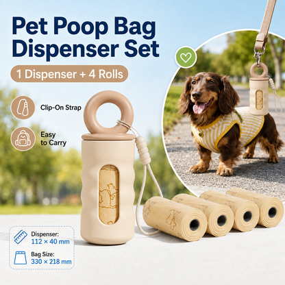 Purple Pet Poop Bag Dispenser with 4 Waste Bag Rolls Portable Dog Waste Bag Holder Clip-On Leash Dispenser Twist Lock Refillable Pet Waste Bag Carrier for Dog Walking Travel Outdoor Accessories