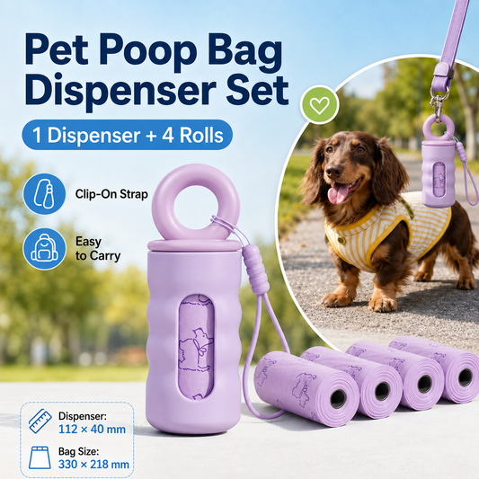 Milk Coffee Color Pet Poop Bag Dispenser with 4 Waste Bag Rolls Portable Dog Waste Bag Holder Clip-On Leash Dispenser Twist Lock Refillable Pet Waste Bag Carrier for Dog Walking Travel Outdoor Accessories