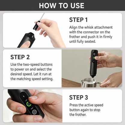 Rechargeable Handheld Milk Frother with Adjustable Speed Electric Whisk Mixer Portable Coffee Foam Maker for Latte Cappuccino Egg Cream and Baking