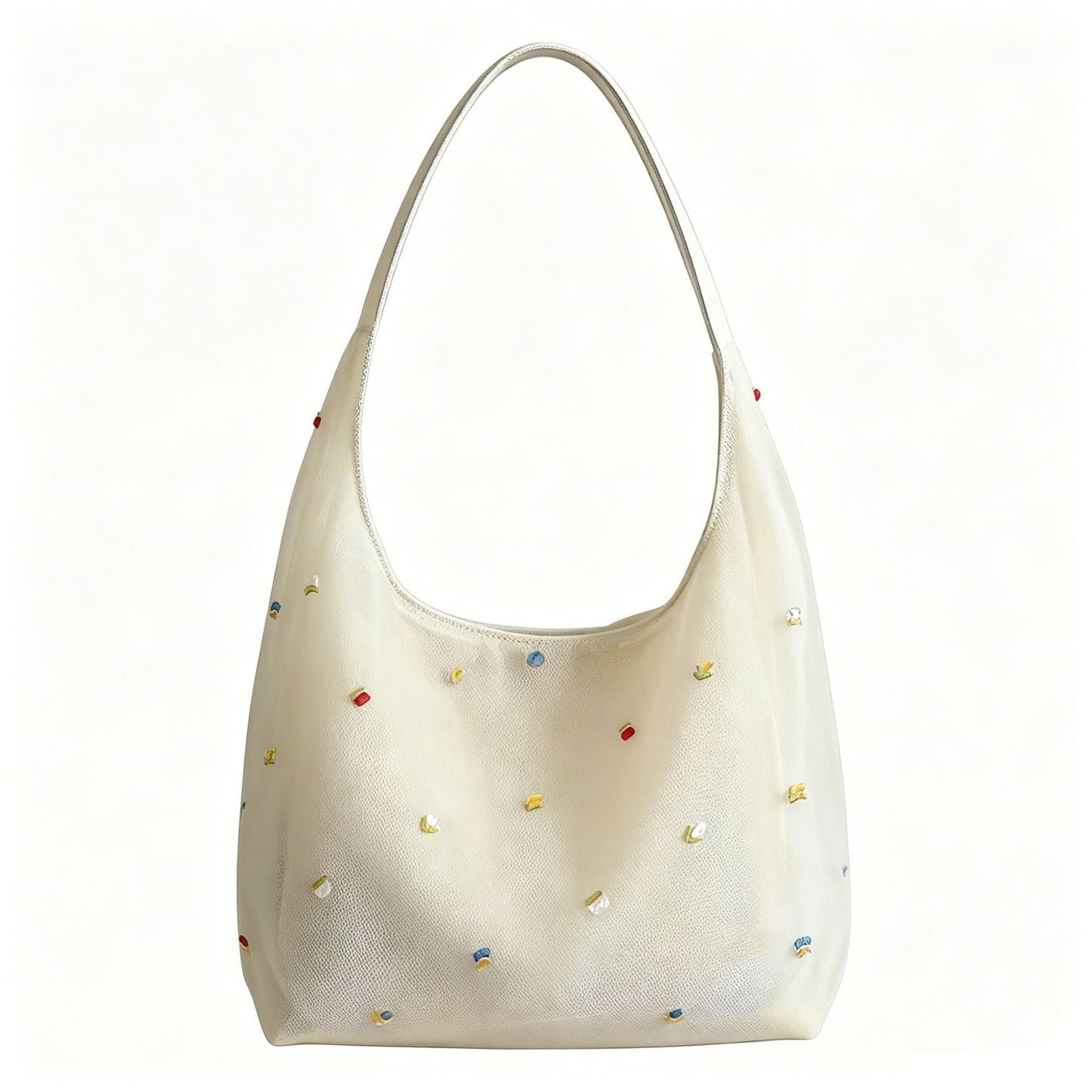 Embroidered Mesh Tote Bag for Women Large Capacity Shoulder Bag Lightweight Floral Embroidery Handbag Casual Daily Work Commuter Bag Stylish Summer Beach Shopping Bag