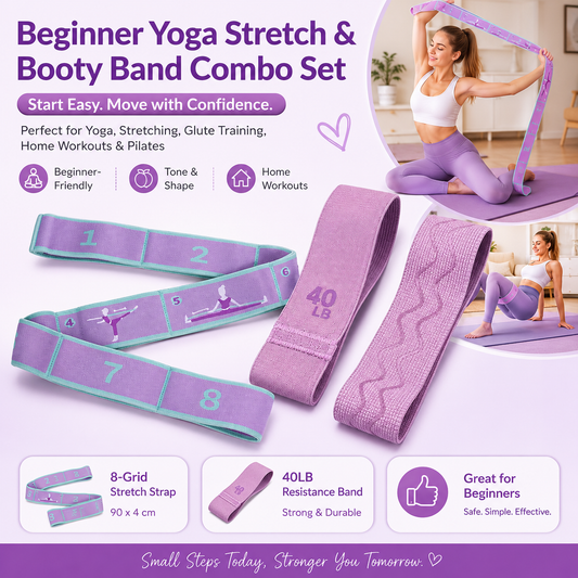 8 Grid Yoga Stretching Strap and 40LB Resistance Band Set for Pilates Workout Adjustable Stretch Band with Numbered Positions Glute Training Exercise Band Fitness Equipment for Yoga Dance Flexibility Training