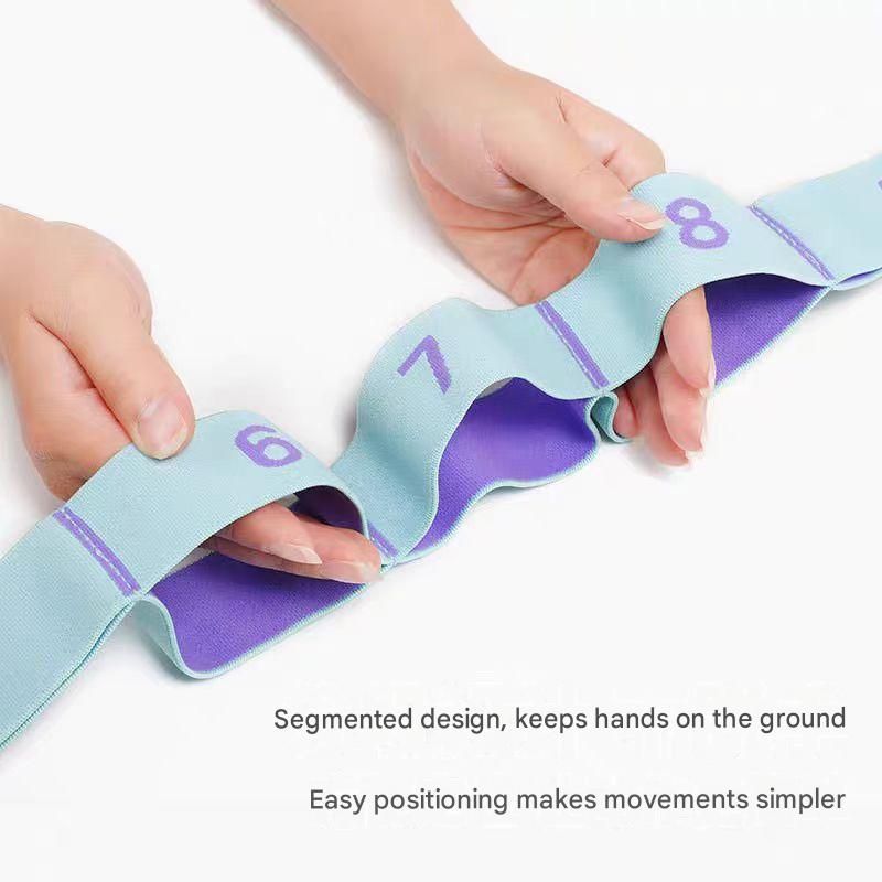 8 Grid Yoga Stretching Strap and 40LB Resistance Band Set for Pilates Workout Adjustable Stretch Band with Numbered Positions Glute Training Exercise Band Fitness Equipment for Yoga Dance Flexibility Training
